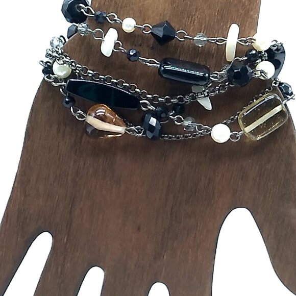 Lia Sophia VIXEN MOP, Faux Pearl, Acrylic & Glass Beaded Multi-Strand Bracelet - Picture 12 of 12